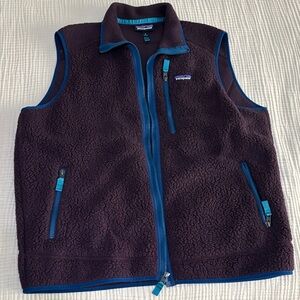 Patagonia Deep Purple Fleece Vest with Teal Highlights